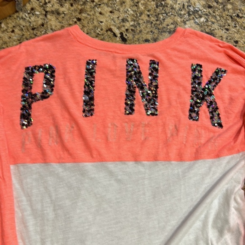 Victoria Secret Pink xsmall long sleeved jersey knit top sequins